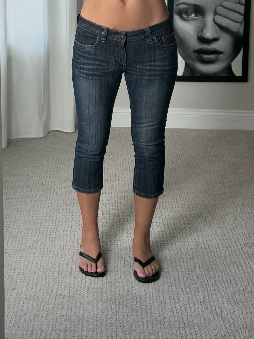 Y2K vintage Charlotte Russe Dark Blue Cropped Jeans - Slim Capri